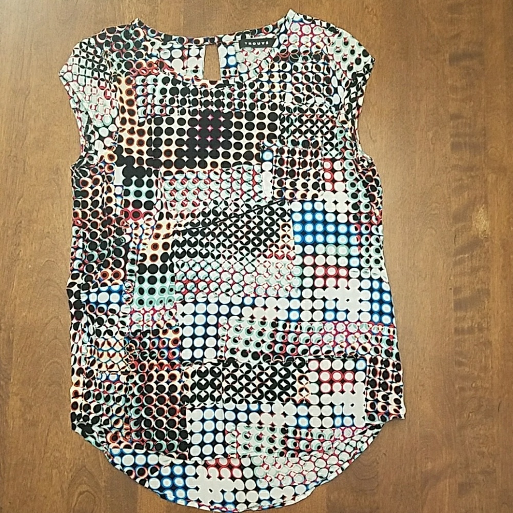 Trouve Geo Print Silk Blouse